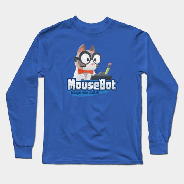 MouseBot Cat Scientist Long Sleeve T-Shirt by Vector Unit